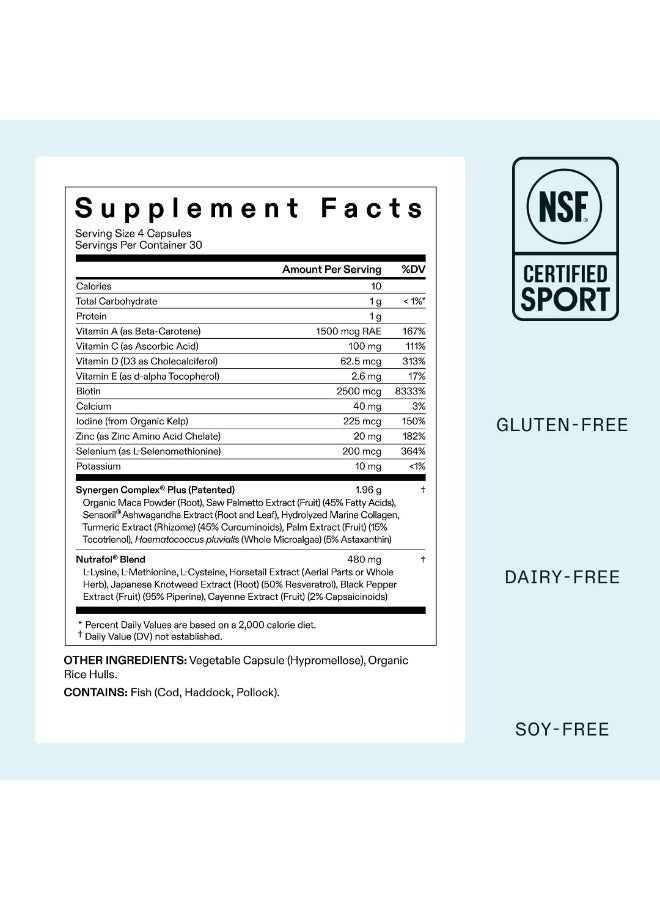 NUTRAFOL مكملات نمو الشعر للنساء من نوترافول، للأعمار 45 وما فوق، مكمل شعر مثبت سريرياً لشعر أكثر كثافة وغطاء لفروة الرأس، موصى به من قبل أطباء الجلد - إمداد لمدة شهر، عبوة إعادة تعبئة واحدة - Image 2